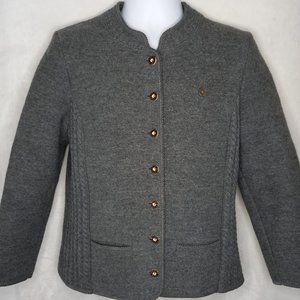 Vintage Giesswein Austria Gray Wool Button Jacket Cardigan Sweater (Size 12)